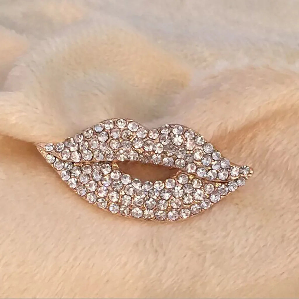 Sexy Lip Rhinestone Brooch