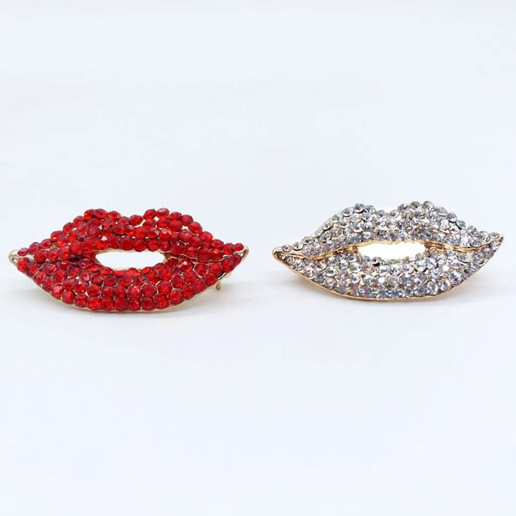 Sexy Lip Rhinestone Brooch