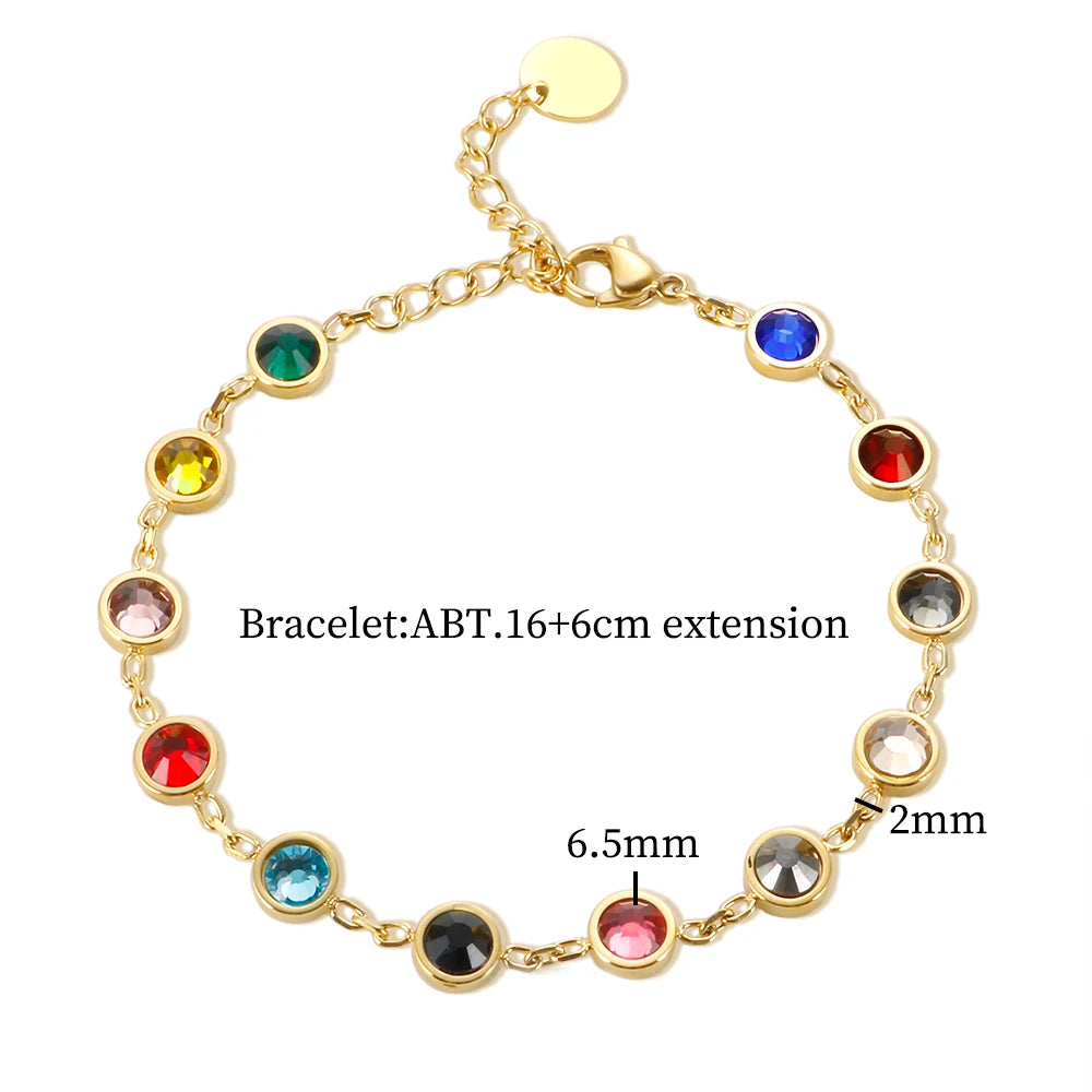 Colorful Bejeweled Stainless Steel Bangle