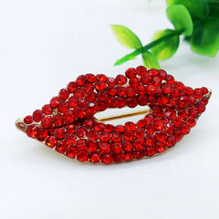 Sexy Lip Rhinestone Brooch